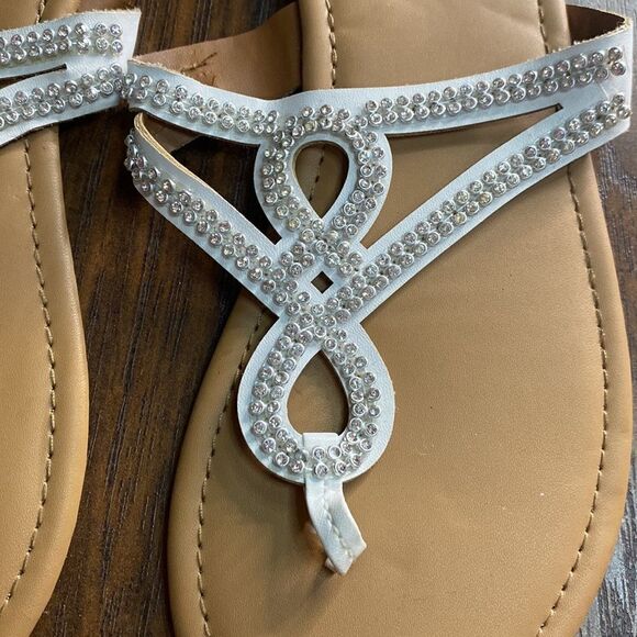 White Silver Rhinestone Sandals - Picture 3 of 5